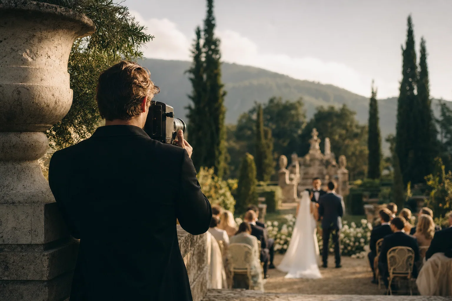 Wedding filmmaker observing a ceremony in Spain