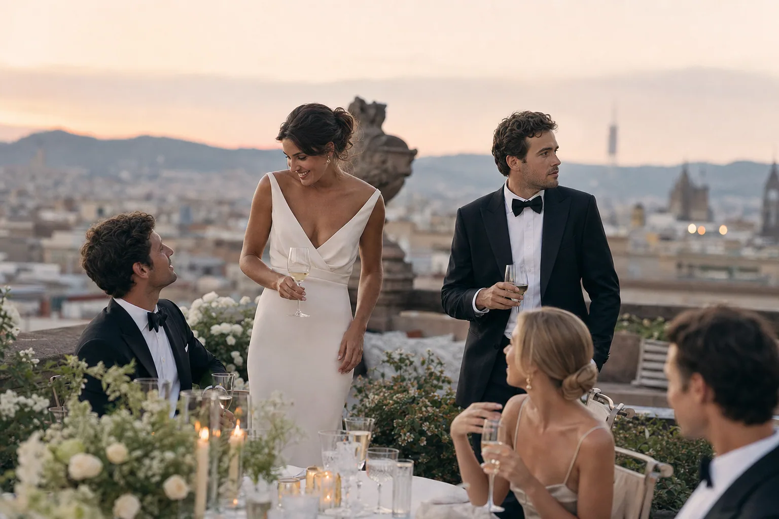 Summer destination wedding reception in Barcelona