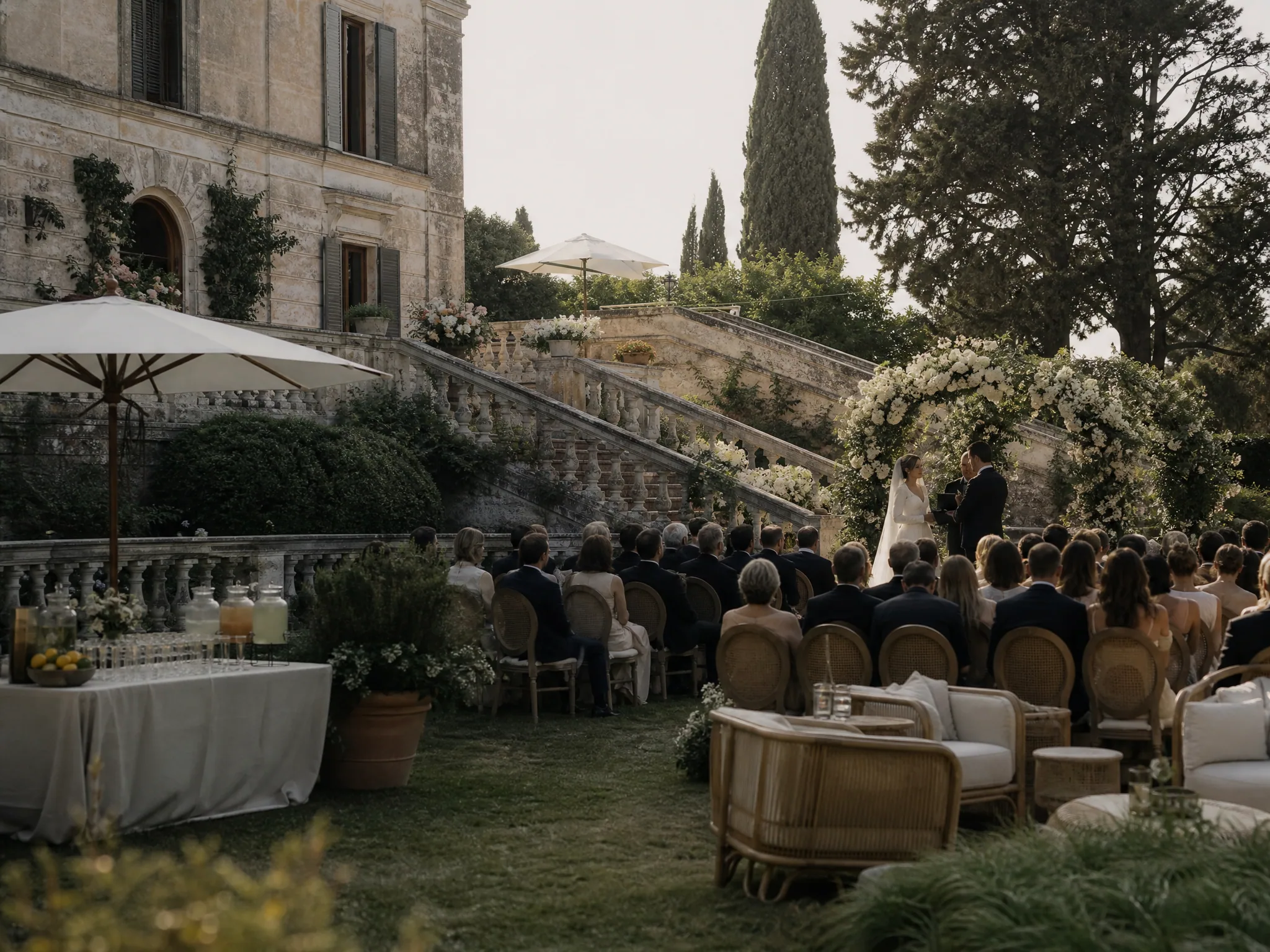 Wedding ceremony in Spain: Essential Shade and Hydration Infrastructure
