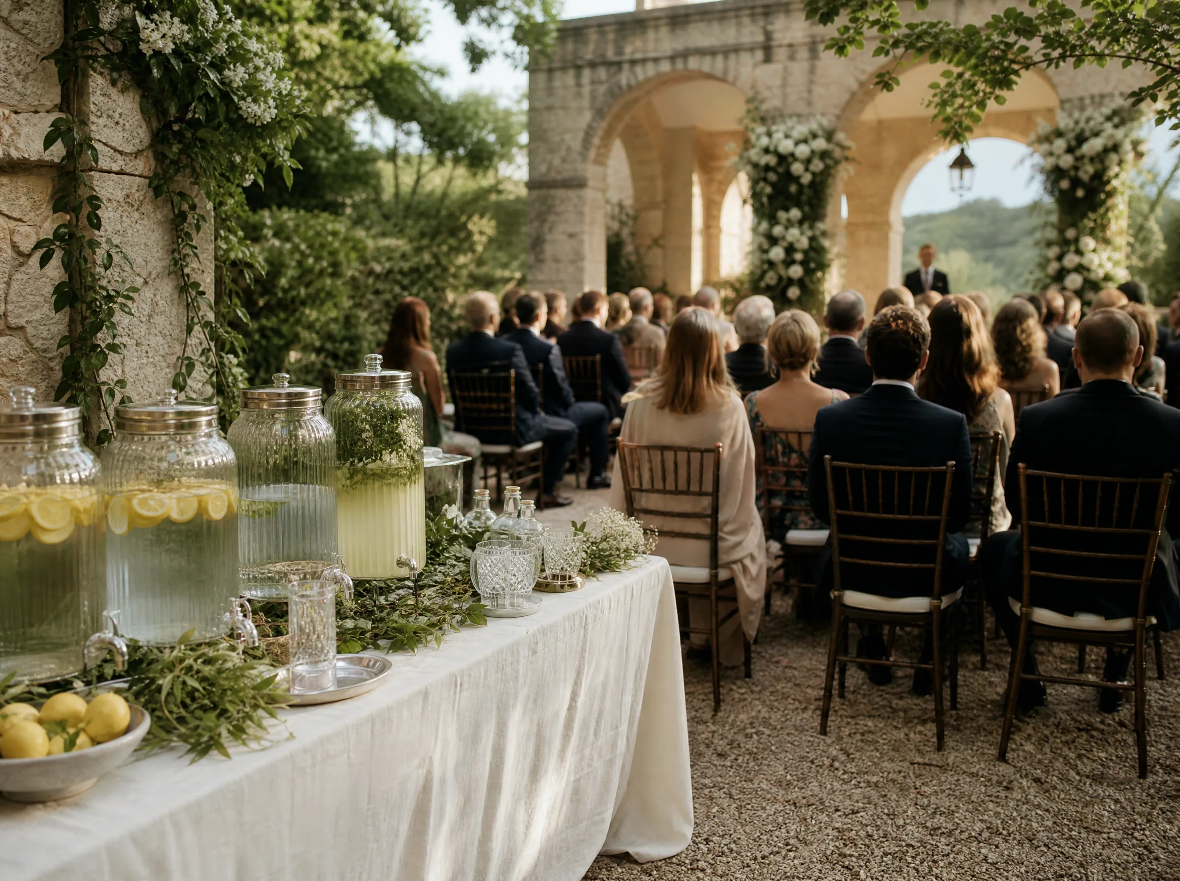 Wedding ceremony in Spain: Hydration Stations Guests Will Actually Use