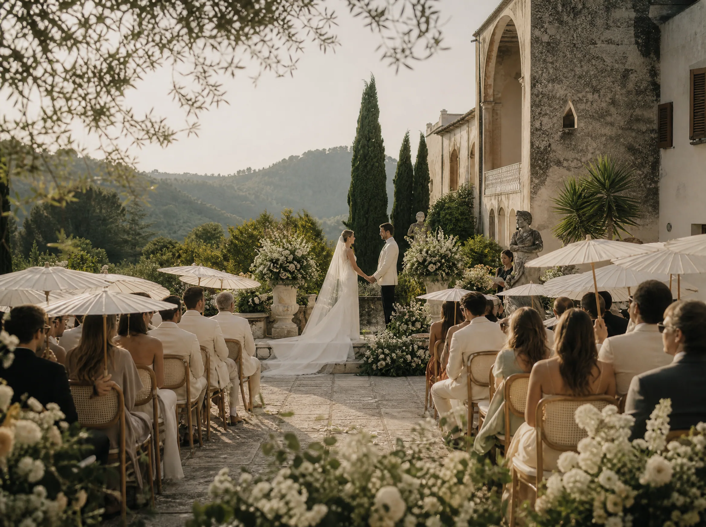 Wedding ceremony in Spain: Design for Spanish Heat, Wind, and Standing Fatigue