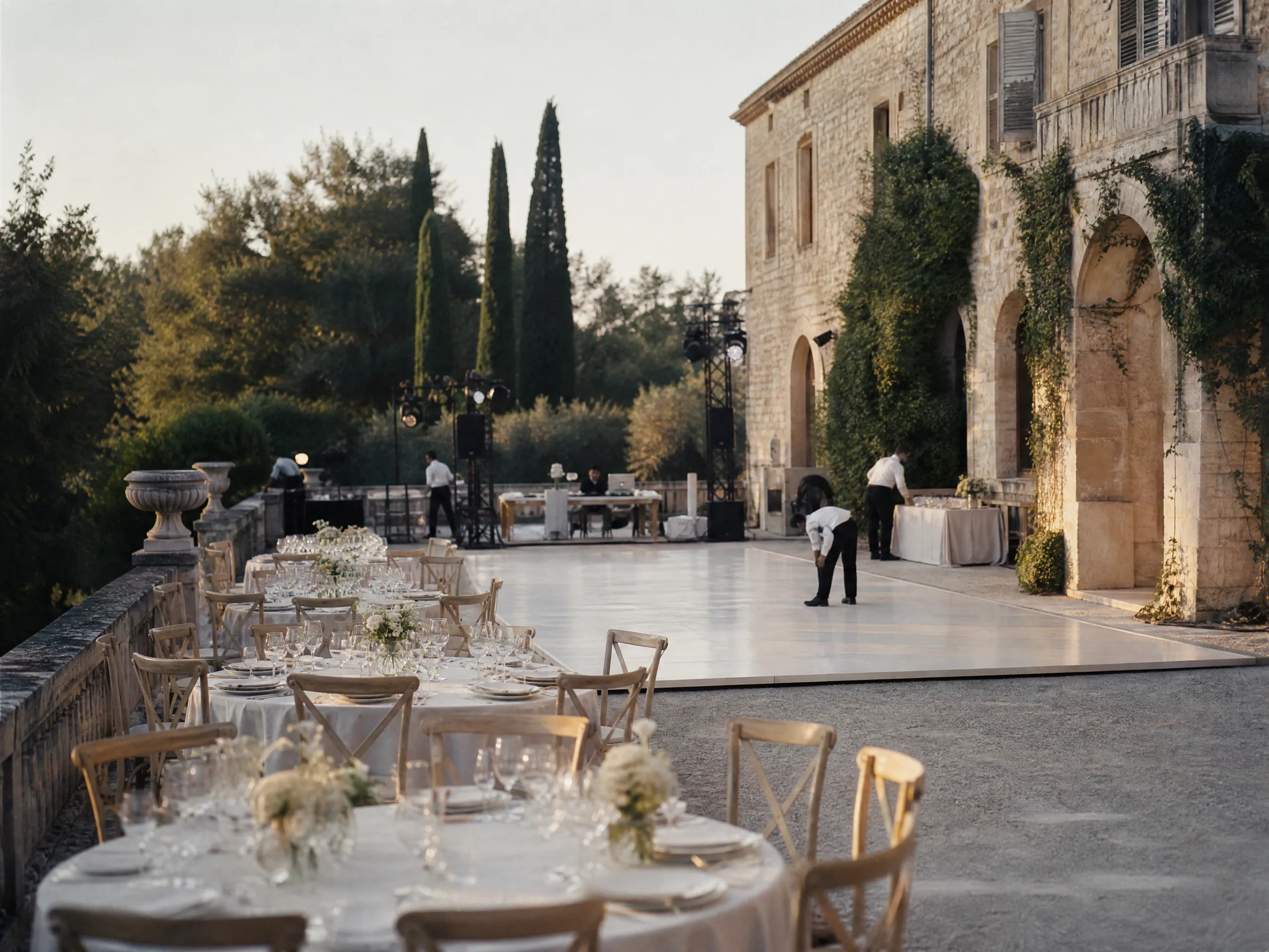 Logística de Pisos de Baile y Pisos Temporales para Bodas Destino al Aire Libre en España