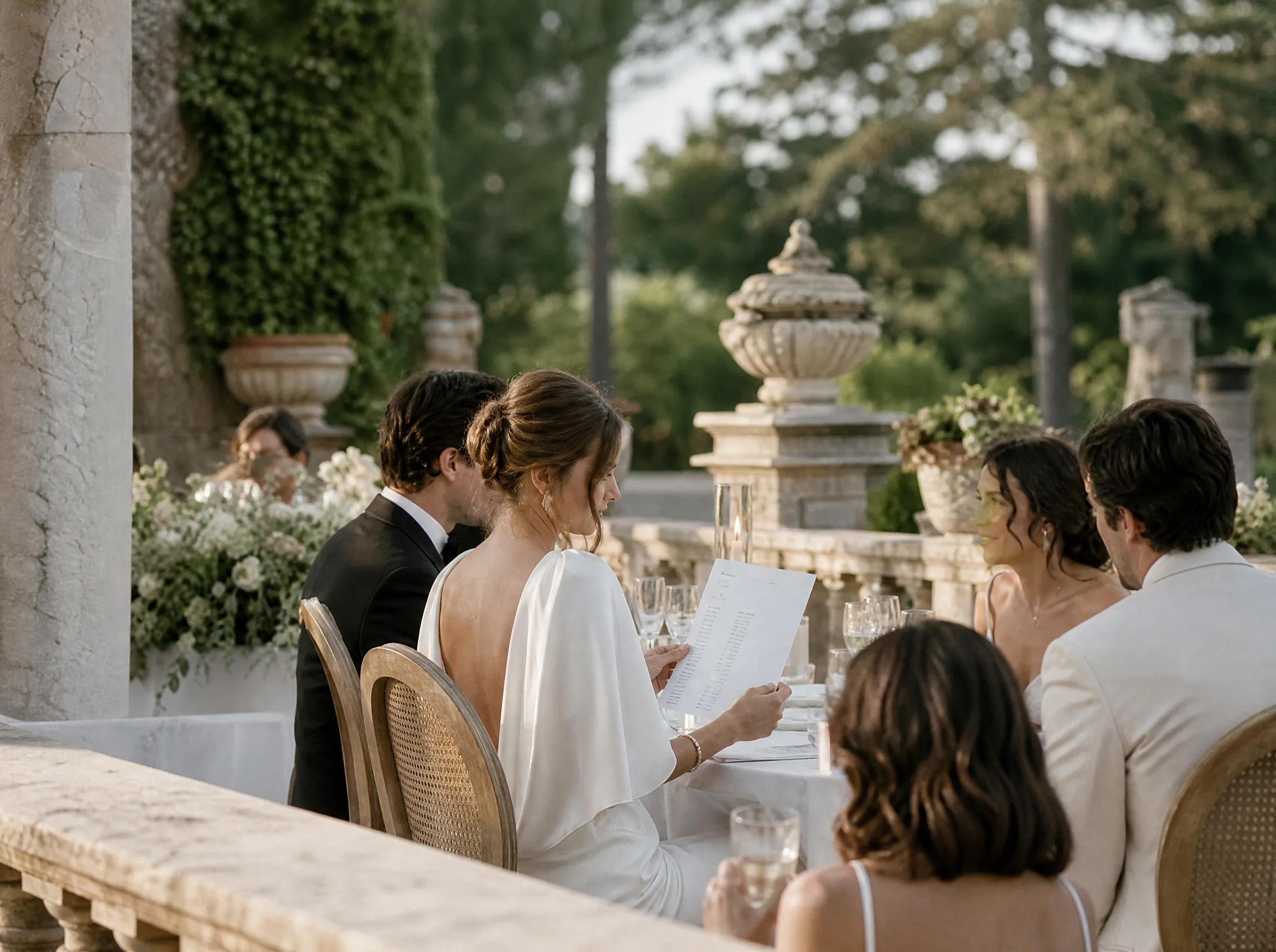 Wedding reception detail: Finalize Names After Travel Confirms—Not Before