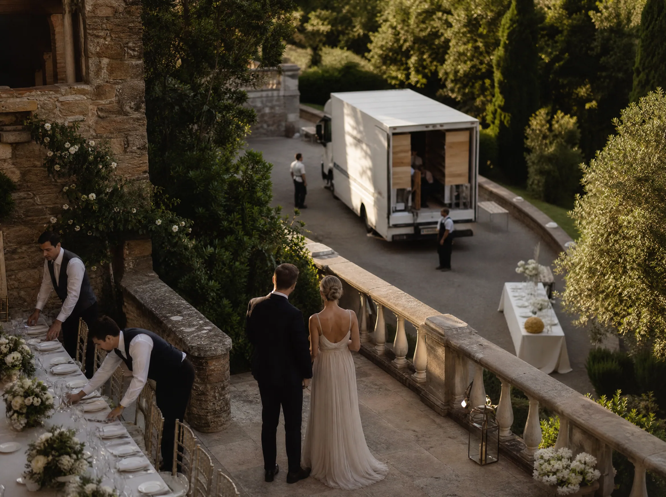 Wedding reception detail: Map Every Vendor's Arrival Against Shared Power, Parking, and Pathways