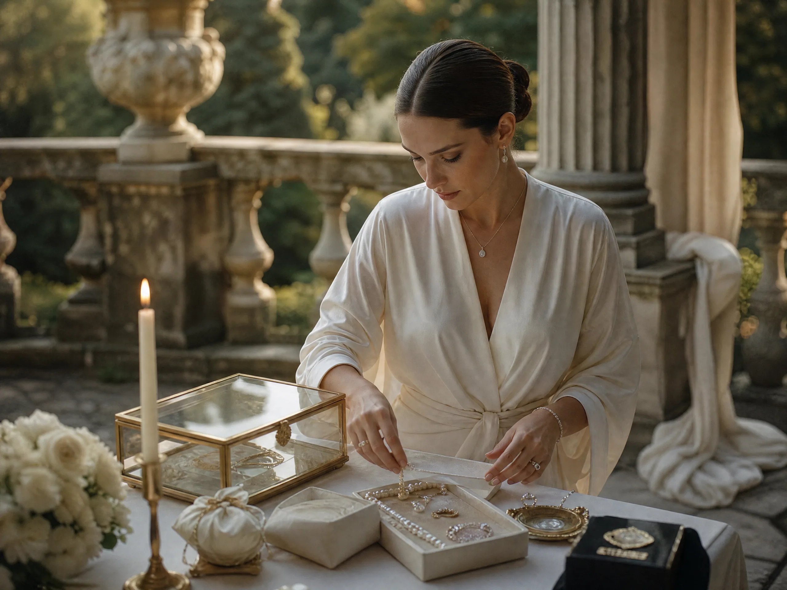 Wedding reception detail: Bridal Jewelry and Heirloom Logistics