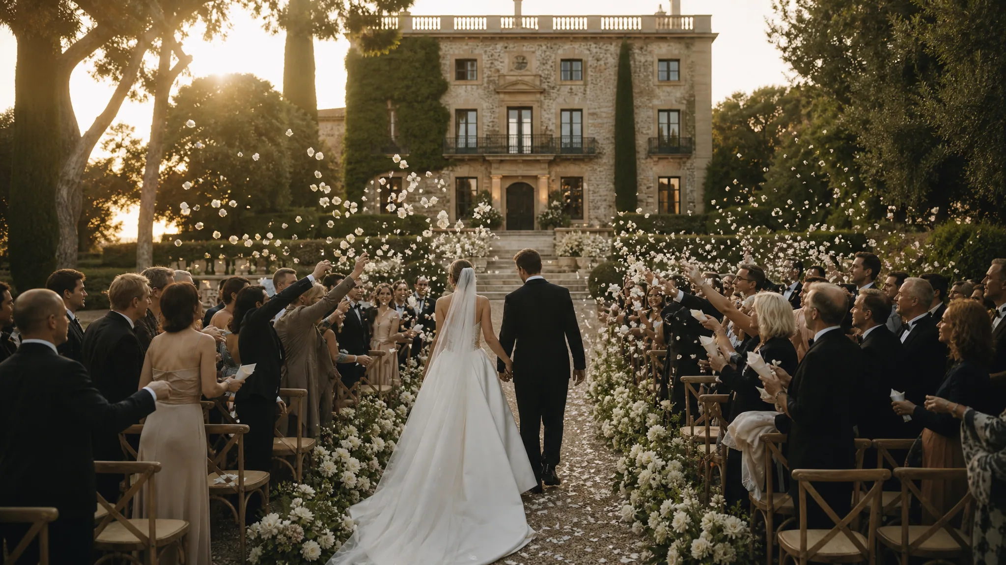Confeti biodegradable, lanzamiento de pétalos y logística de salida de ceremonia para bodas de destino en España