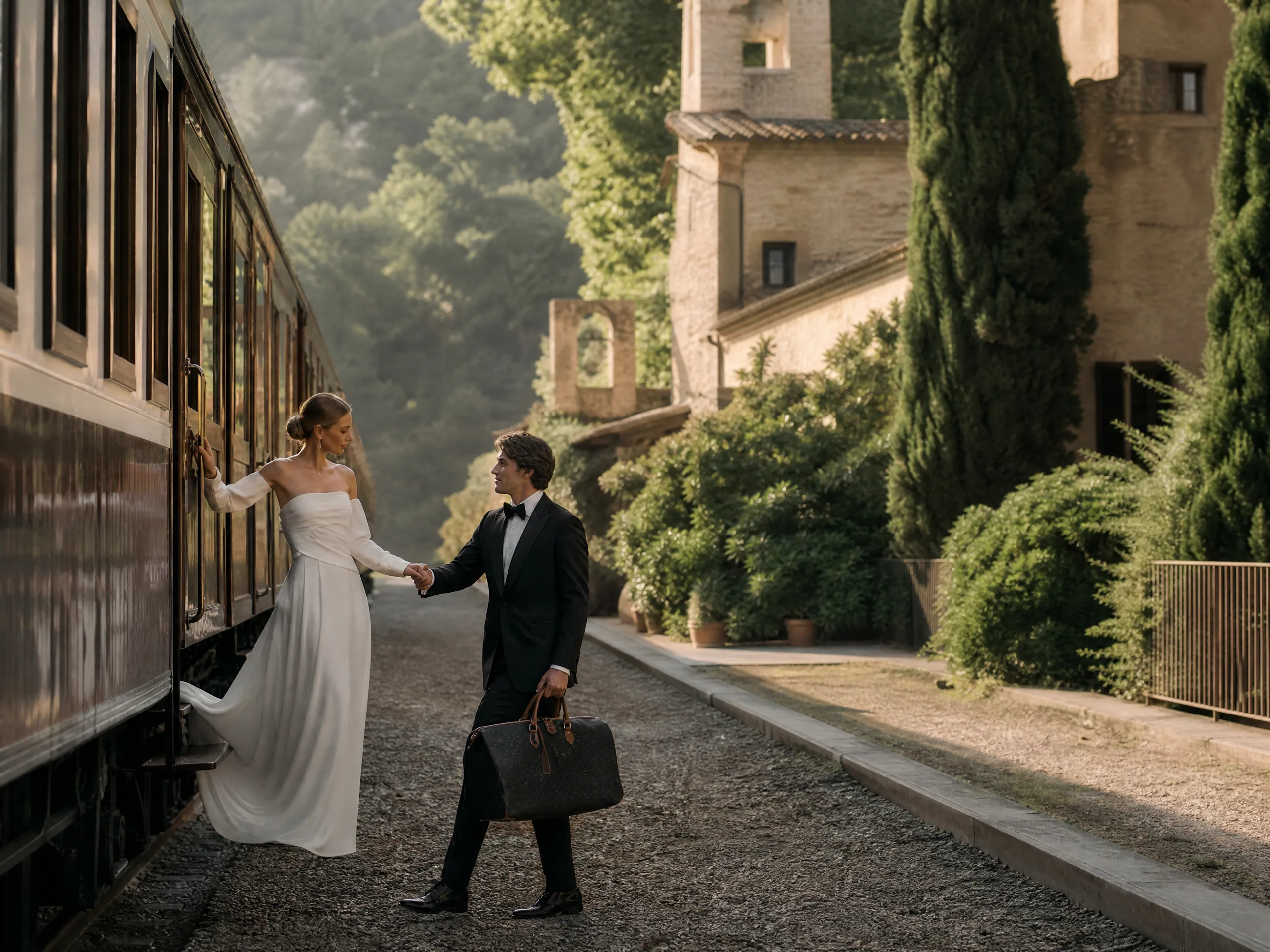 Destination wedding editorial: Map which guests are actually arriving by rail
