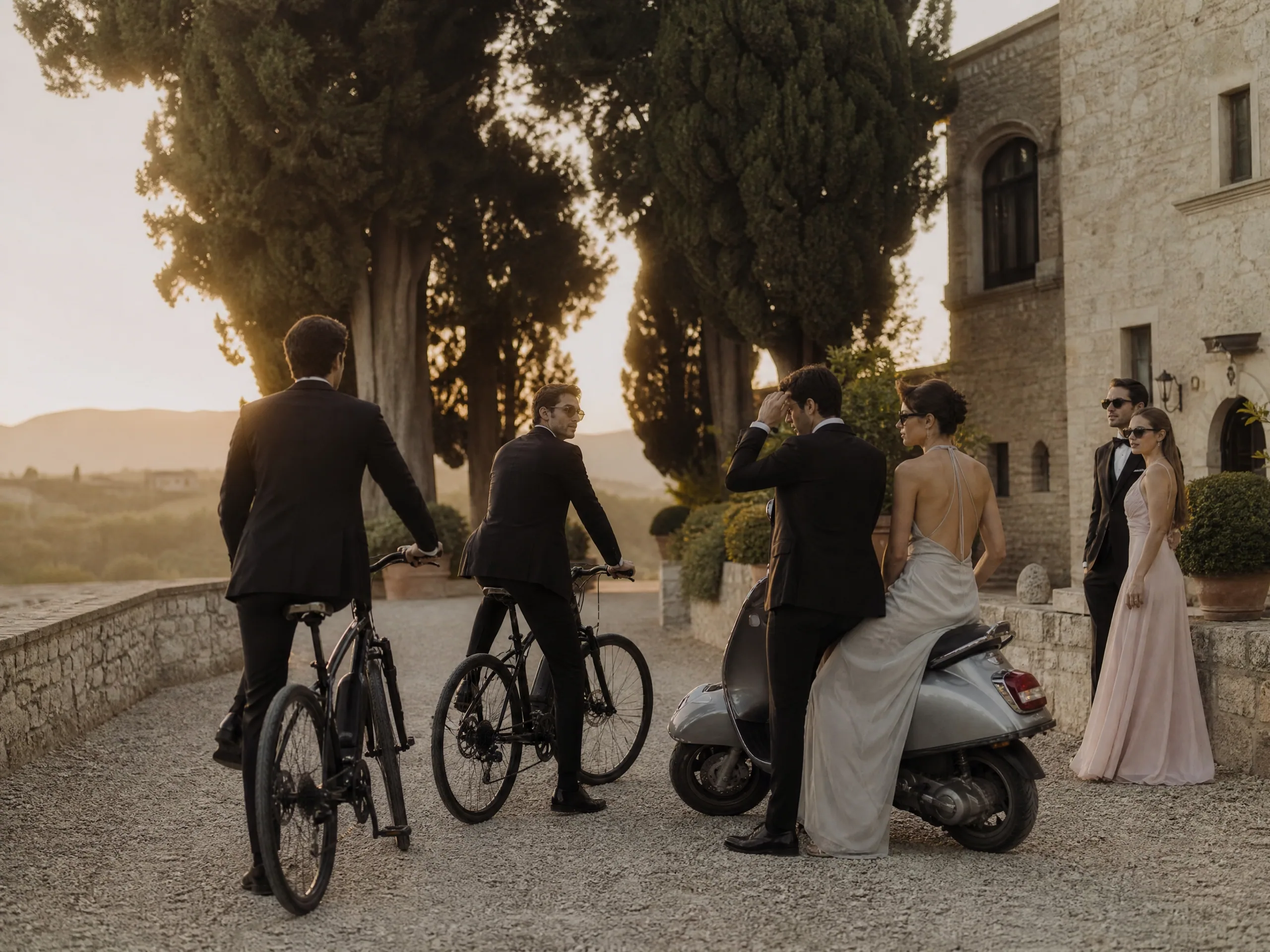 Luxury wedding detail: Choose e-bikes vs scooters for different guest groups