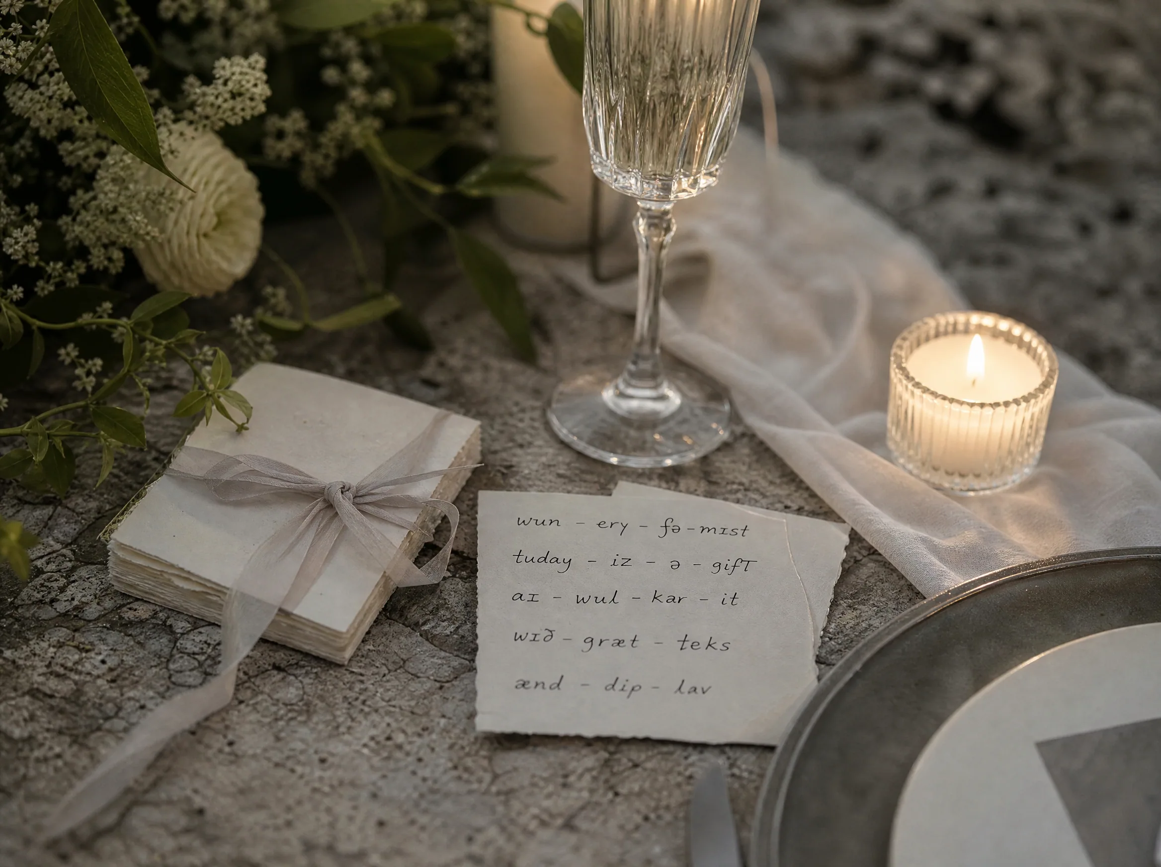Wedding reception detail: Write phonetic cue cards that survive nerves