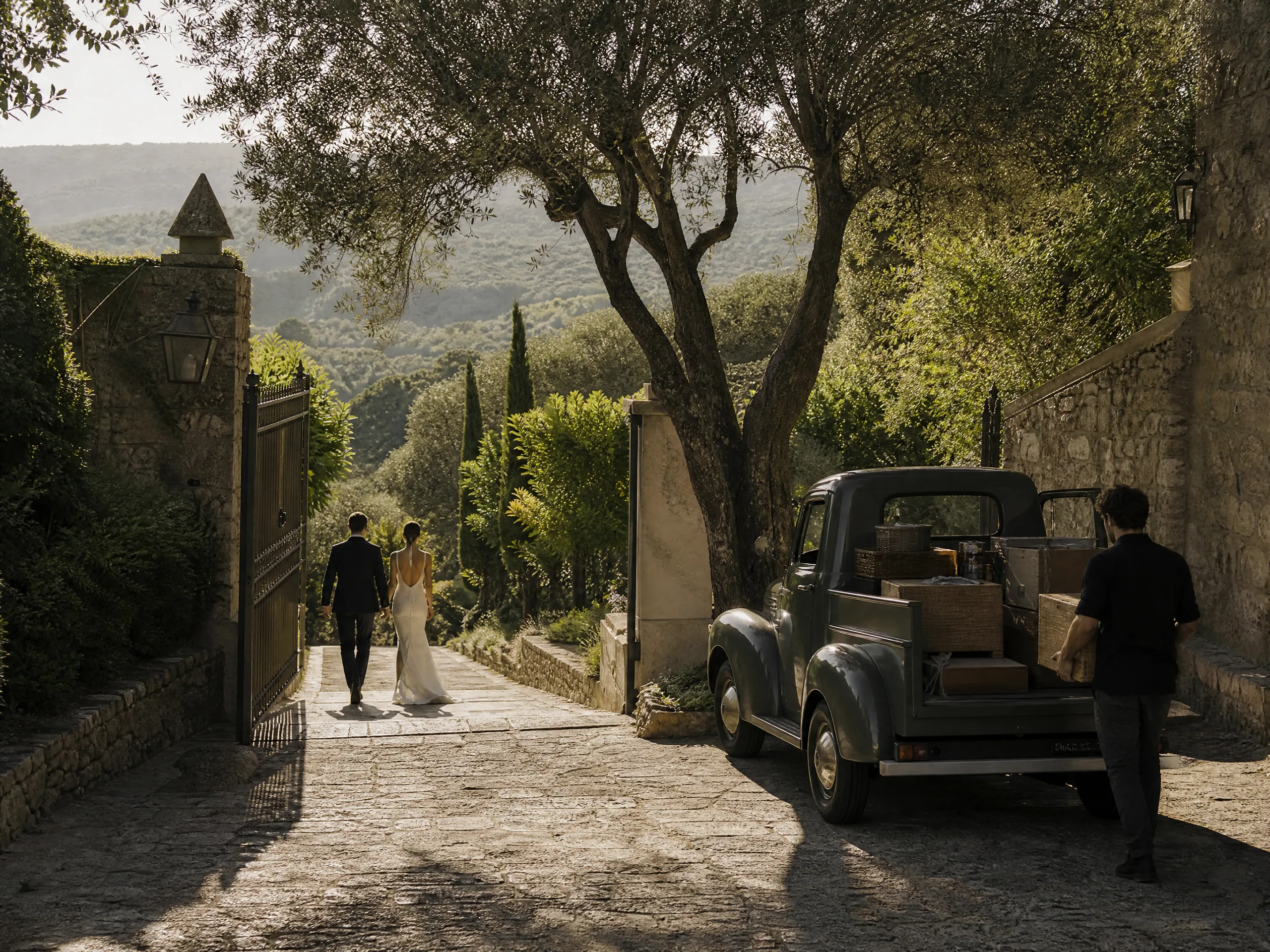 Destination wedding in Spain: Separate guest access from vendor load-in