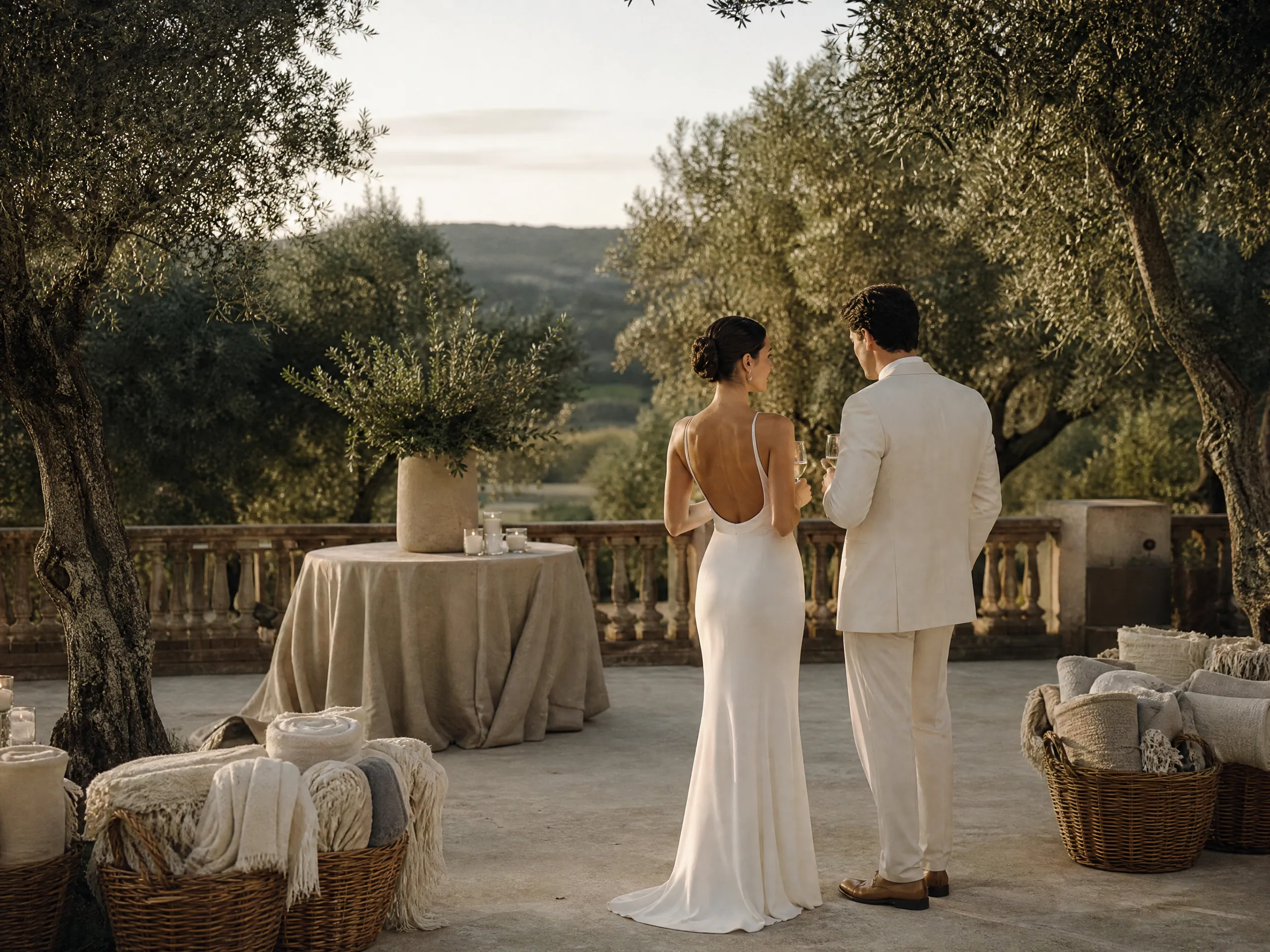 Destination wedding in Spain: Blanket stations beat forced heater forests