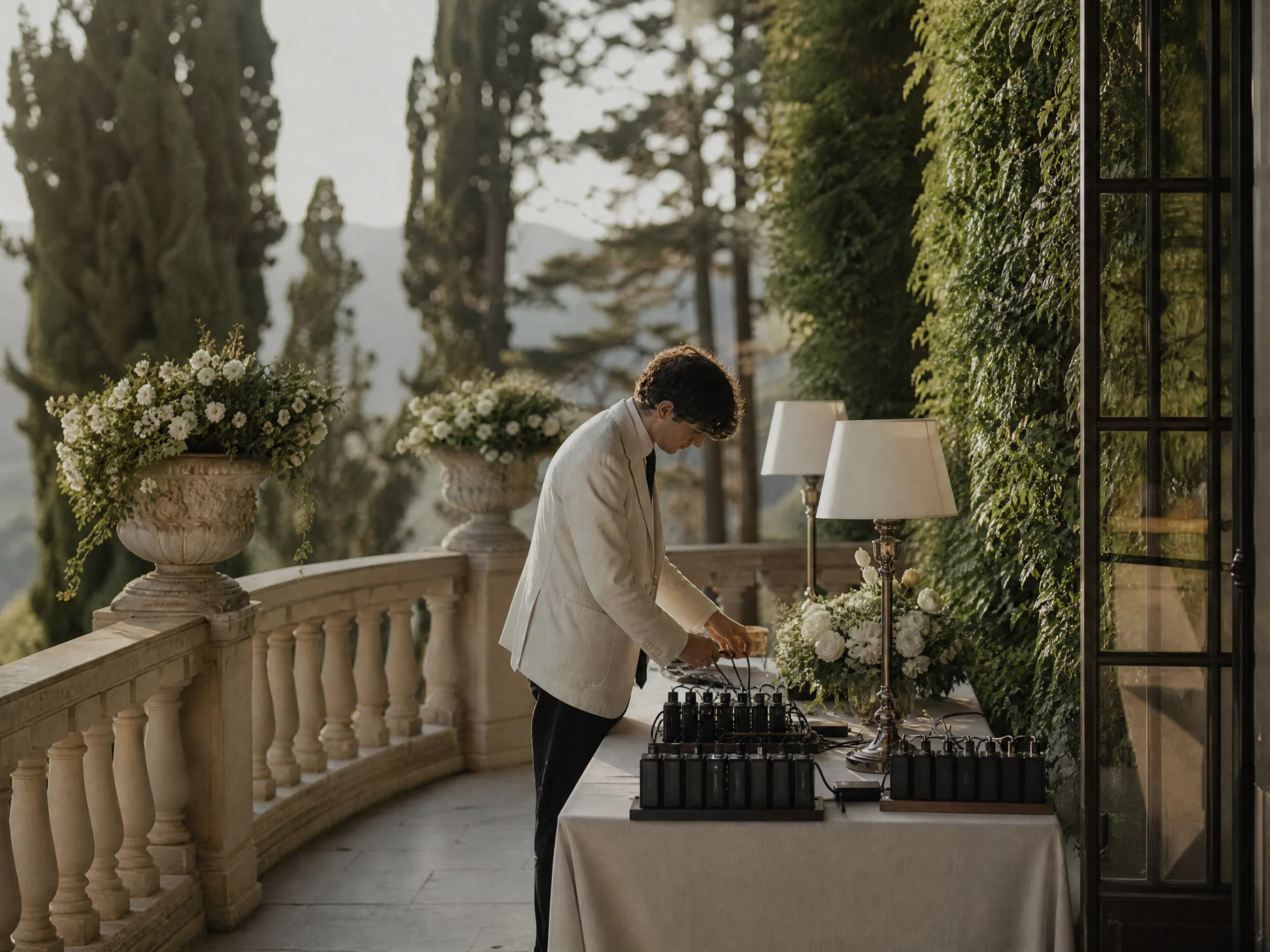 Wedding reception detail: Setting Up Charging Stations
