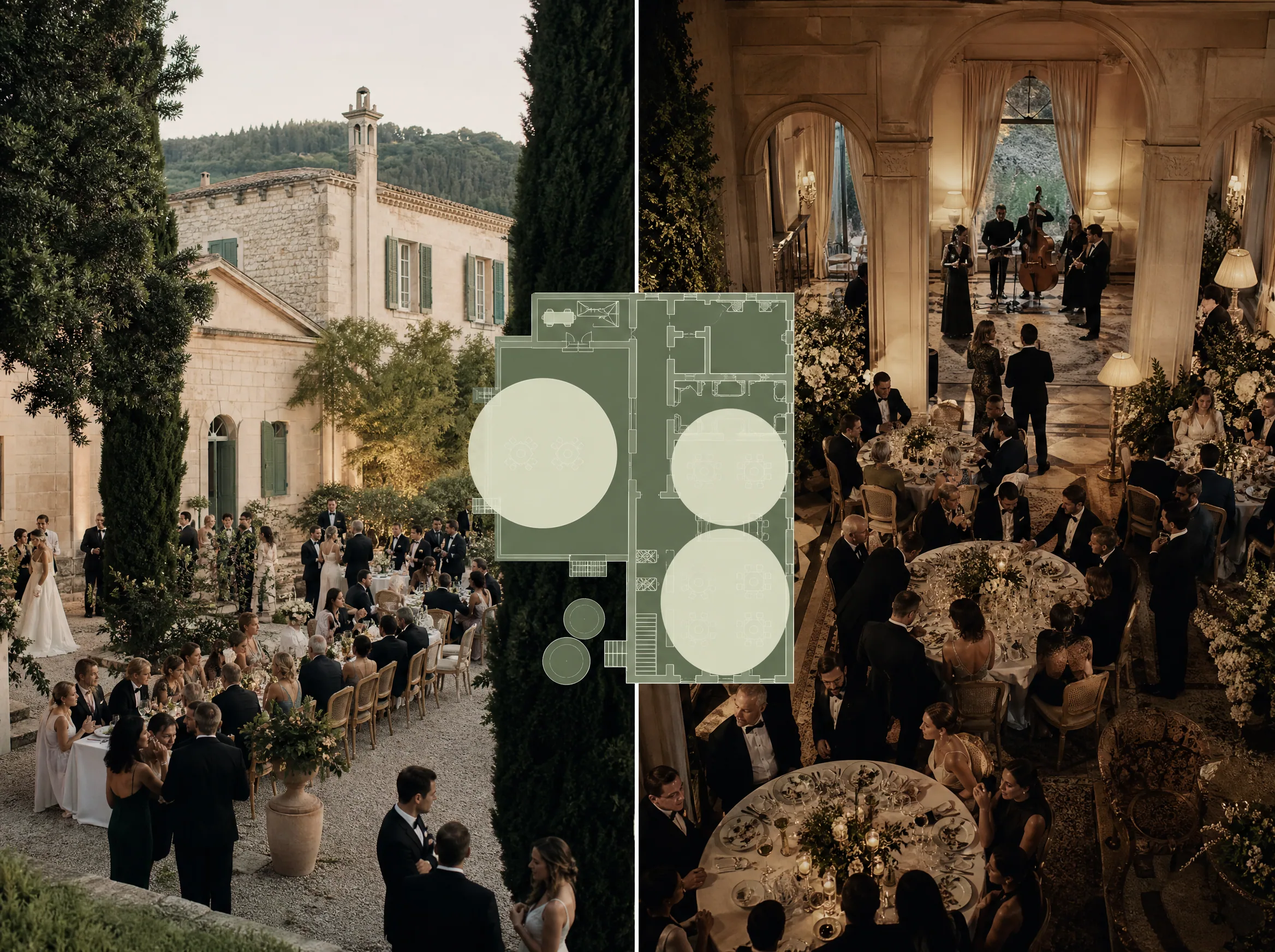 Luxury wedding detail: Map indoor versus outdoor sound zones