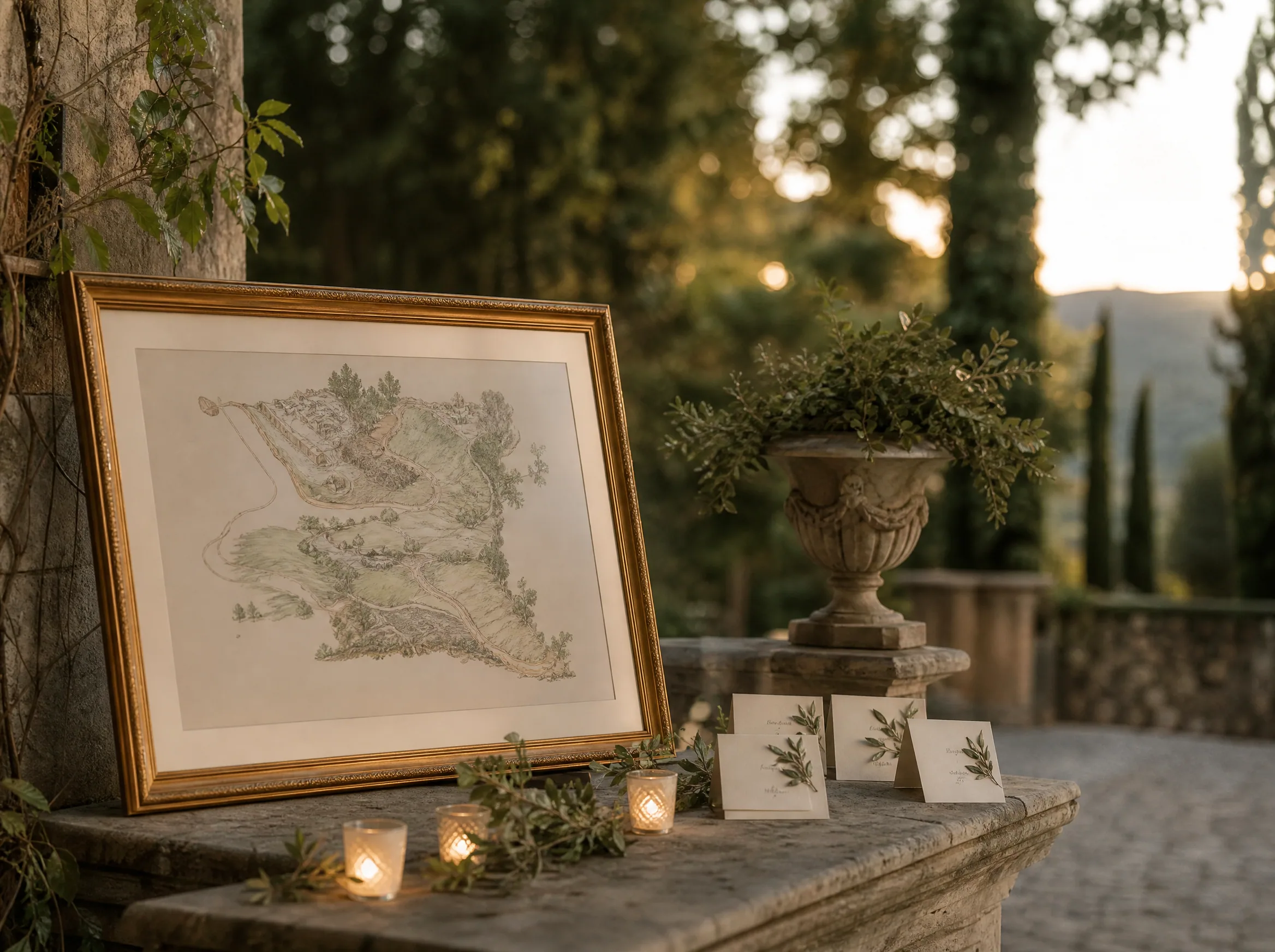 Wedding reception detail: Map the Spanish course order for foreign tables