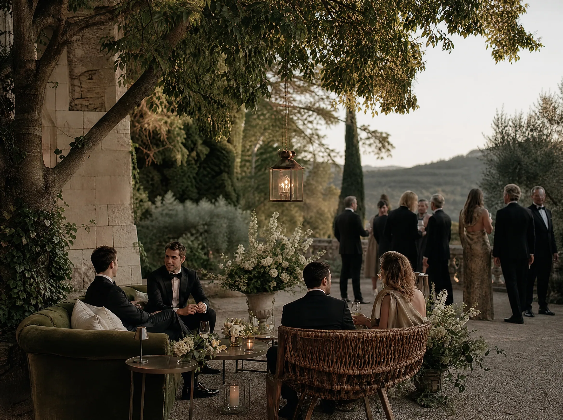 Wedding reception detail: Choose a meeting point with shade, seating, and wayfinding