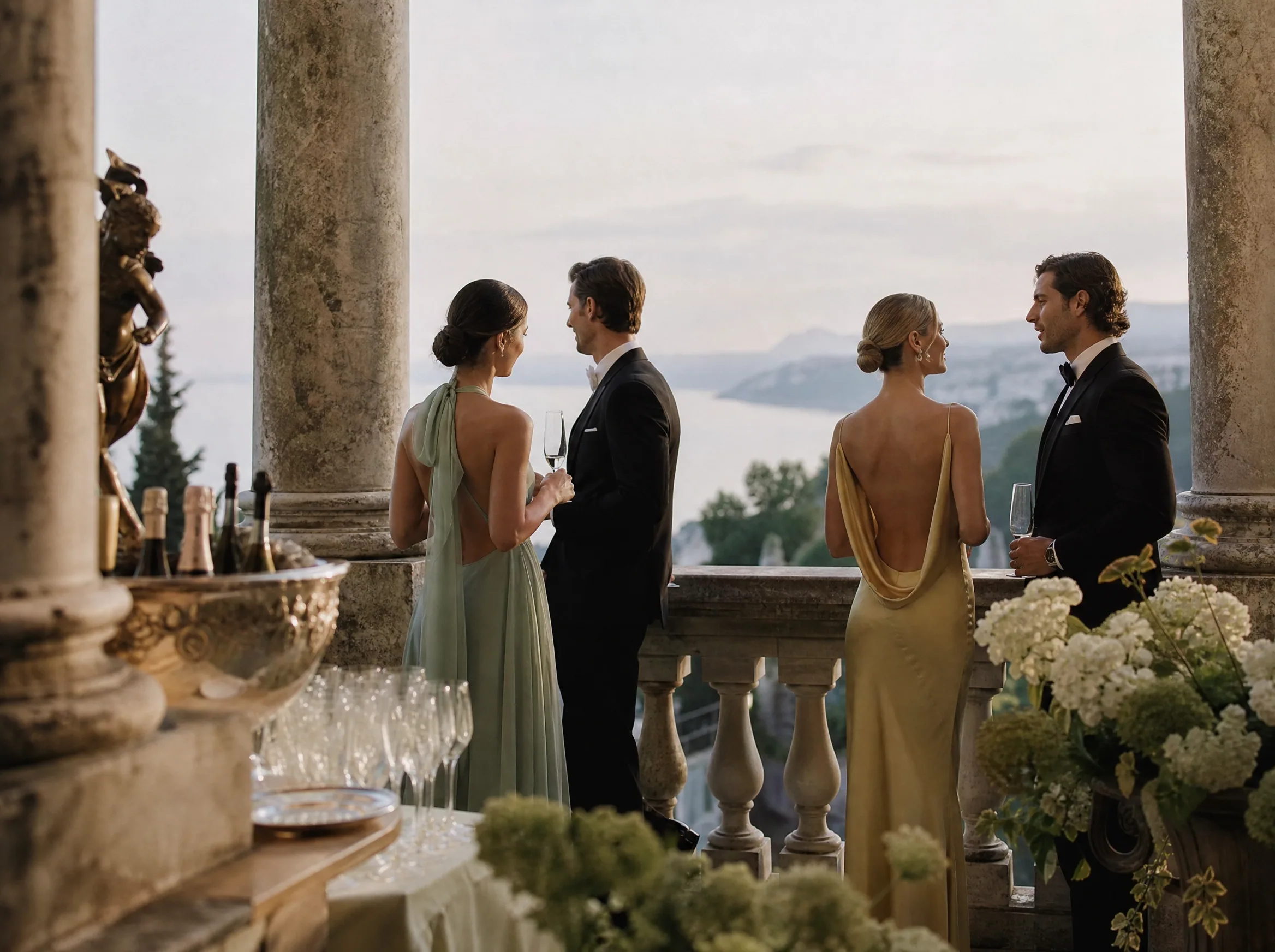 Wedding reception detail: Place stations where guests naturally pause