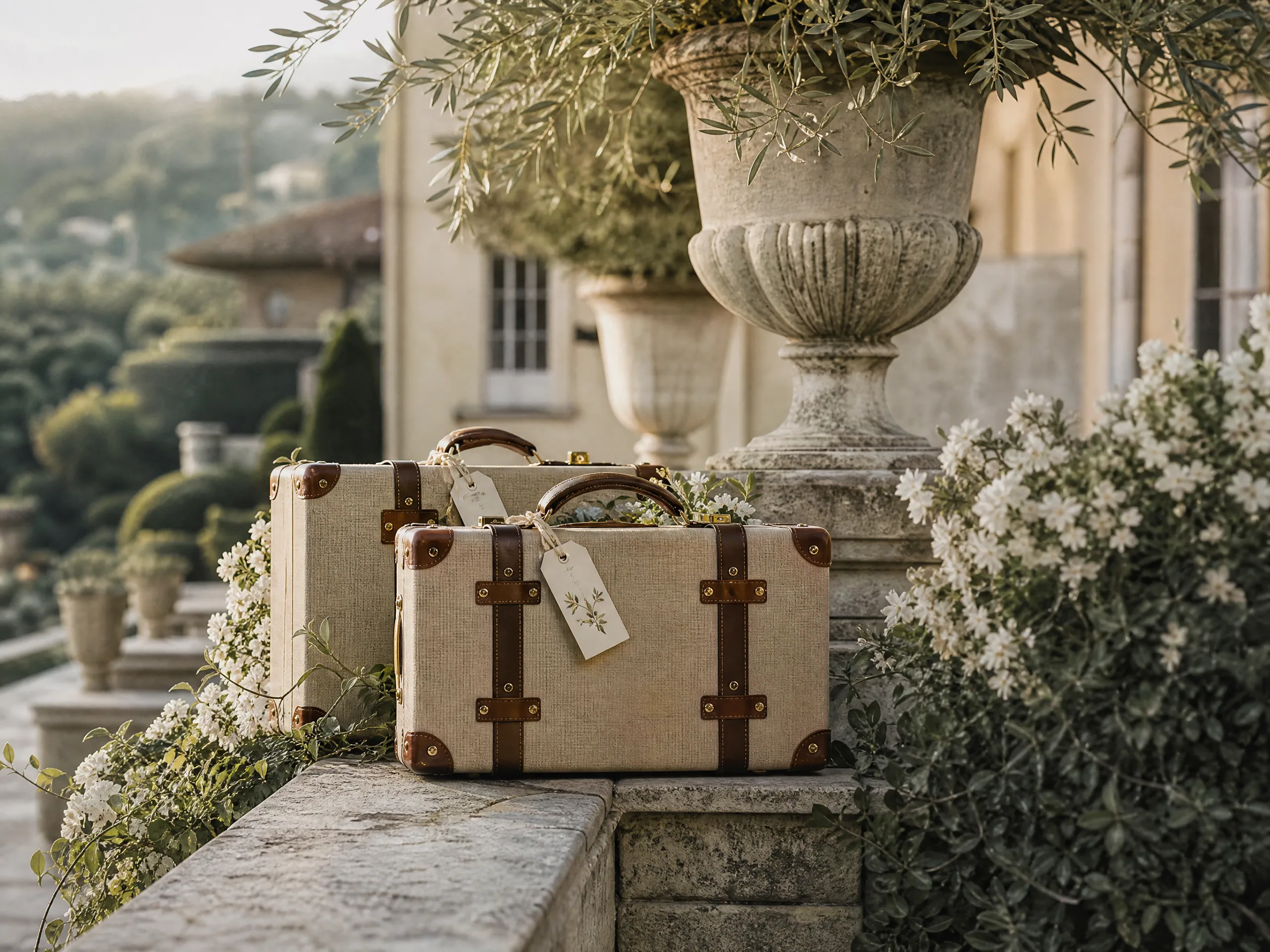 Etiquetas de Equipaje para Invitados con Direcciones de Hotel y Lugar para Bodas de Destino en España