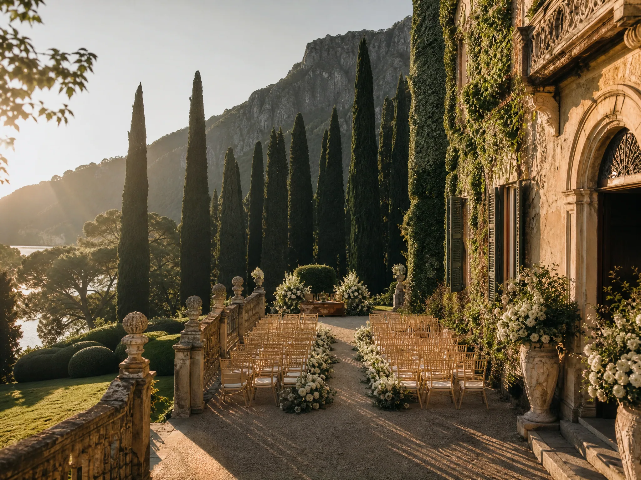 Luxury wedding detail: Map sun angles against ceremony and cocktail timing