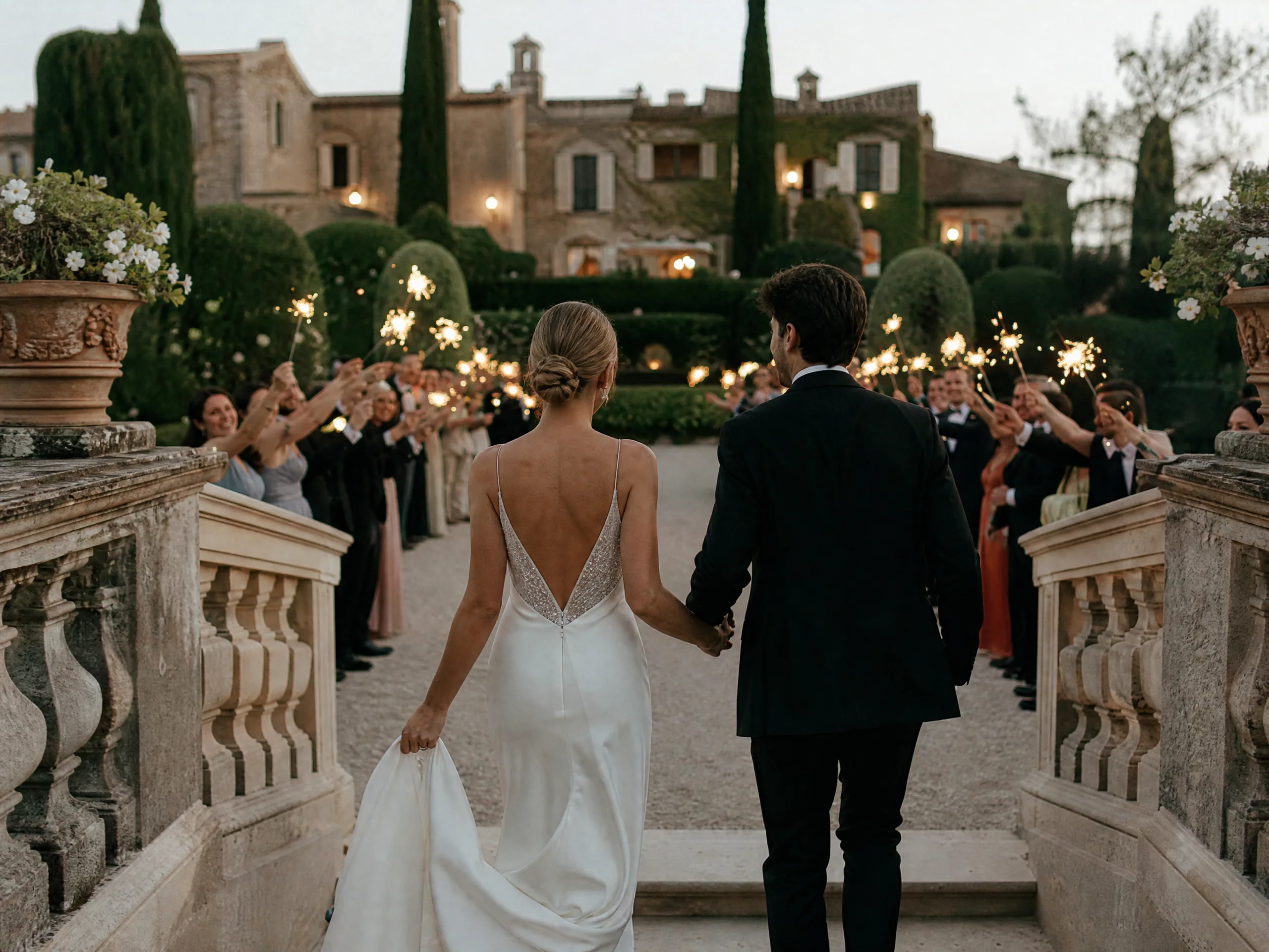 Luxury wedding detail: Confirm what the estate actually allows—before you order sparklers
