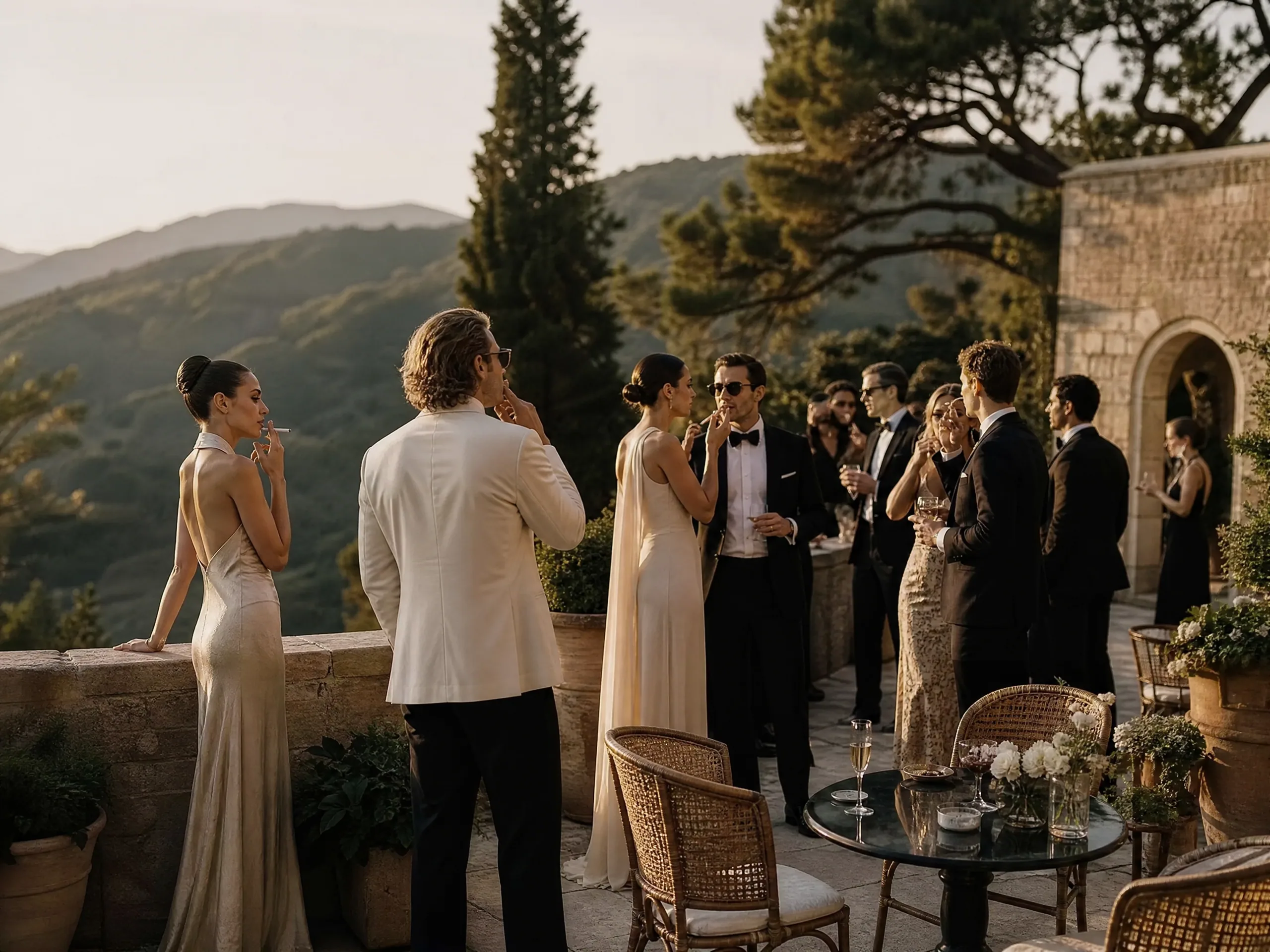 Guest Designated Smoking and Vape Zones for Outdoor Estate Destination Weddings in Spain