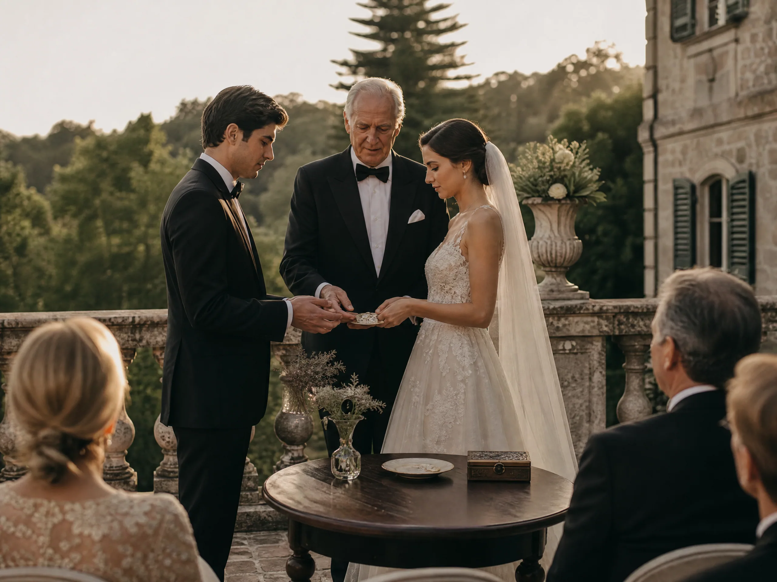 Wedding reception detail: Explain las arras without turning the aisle into a lecture