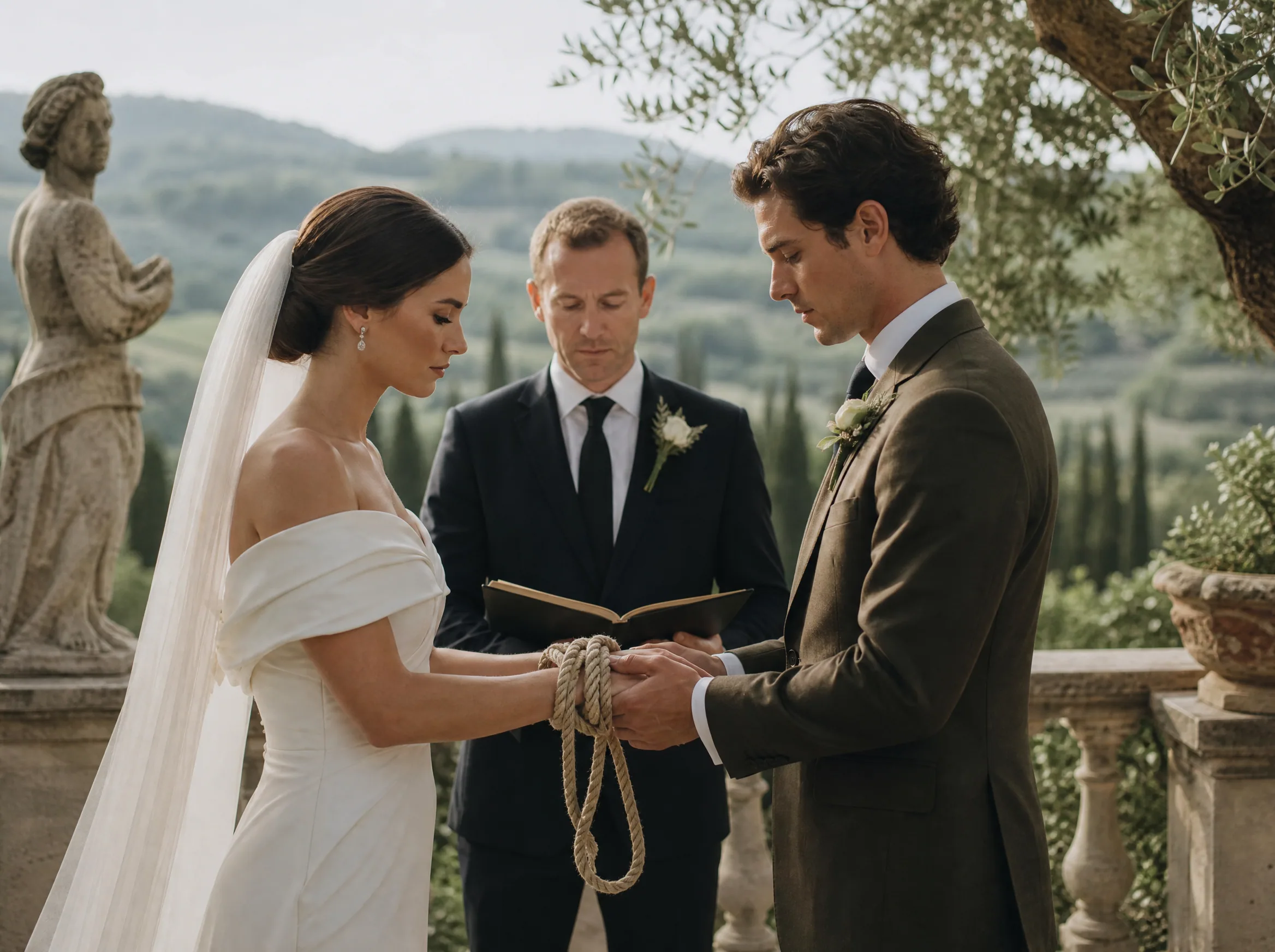 Destination wedding in Spain: Brief the lazo or unity-cord moment for clear sightlines