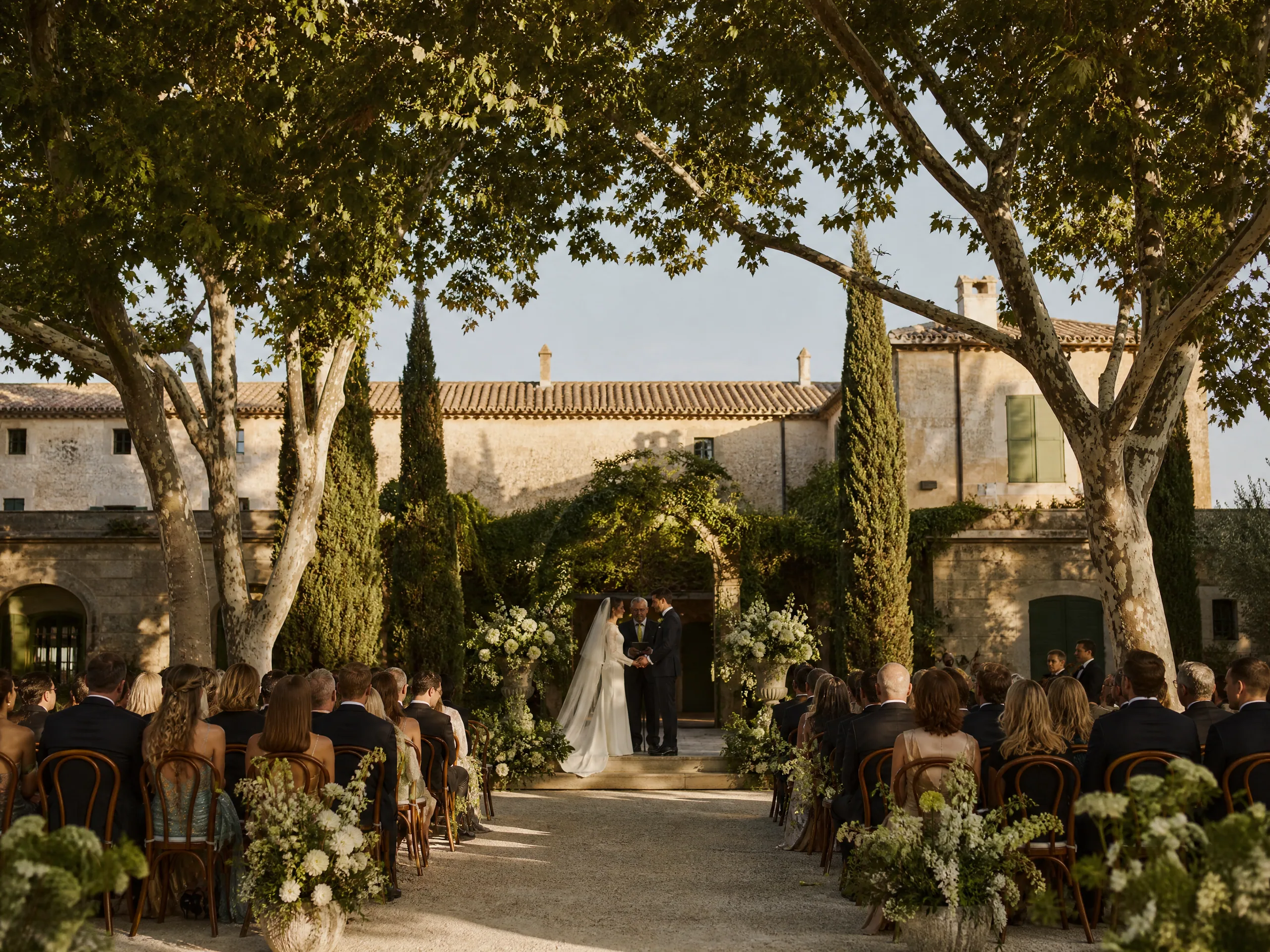 Wedding ceremony in Spain: Seat Guests With Shelter and Sightlines in Mind