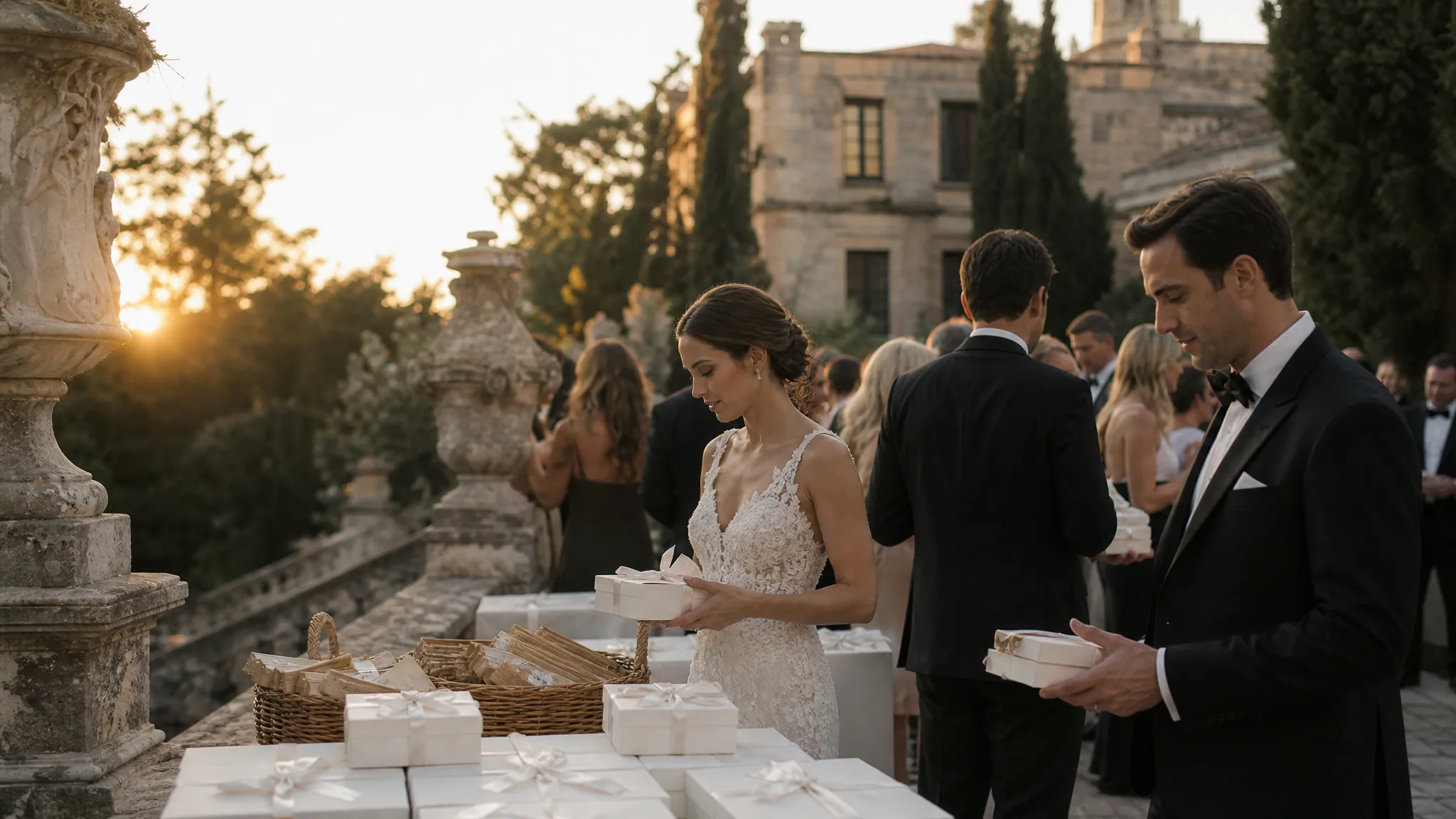 Guest Leftover Cake Boxes and Favor Collection at Departure for Destination Weddings in Spain