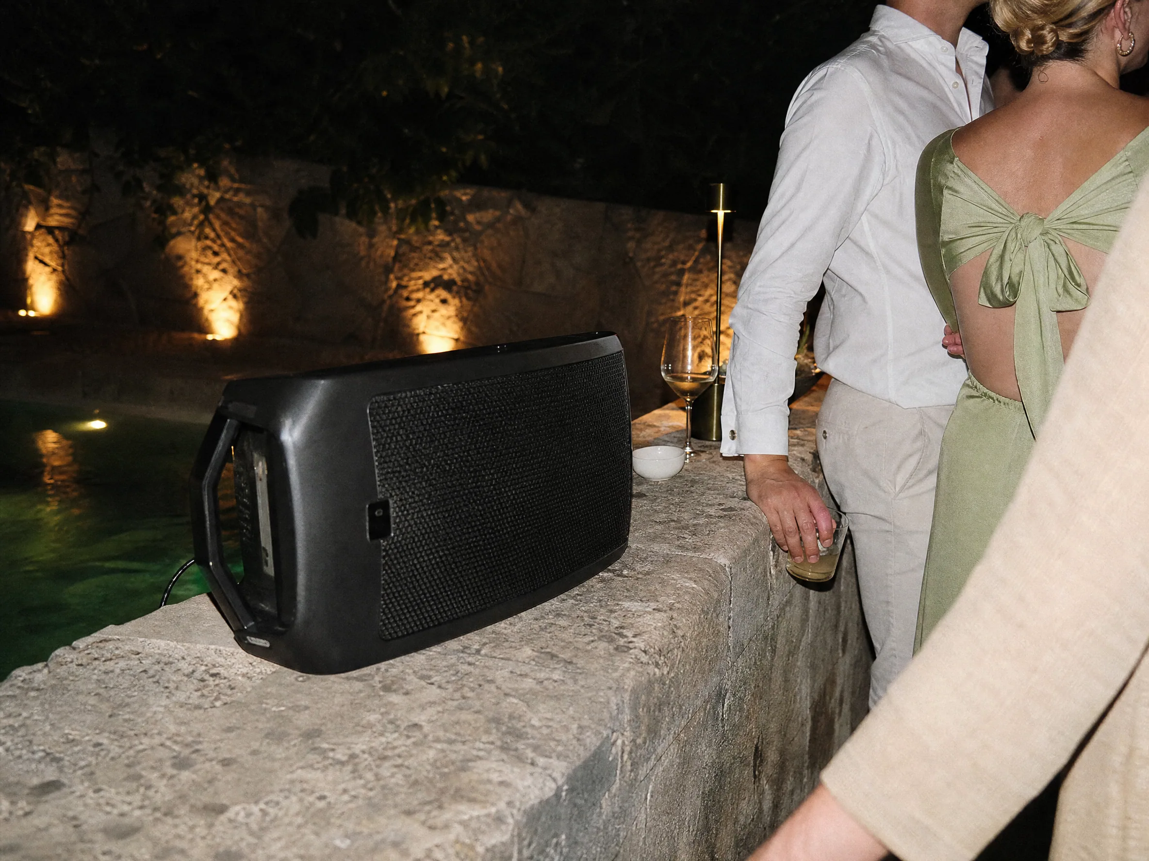 Wedding reception detail: Pool Parties, Terraces, and Outdoor Speaker Placement