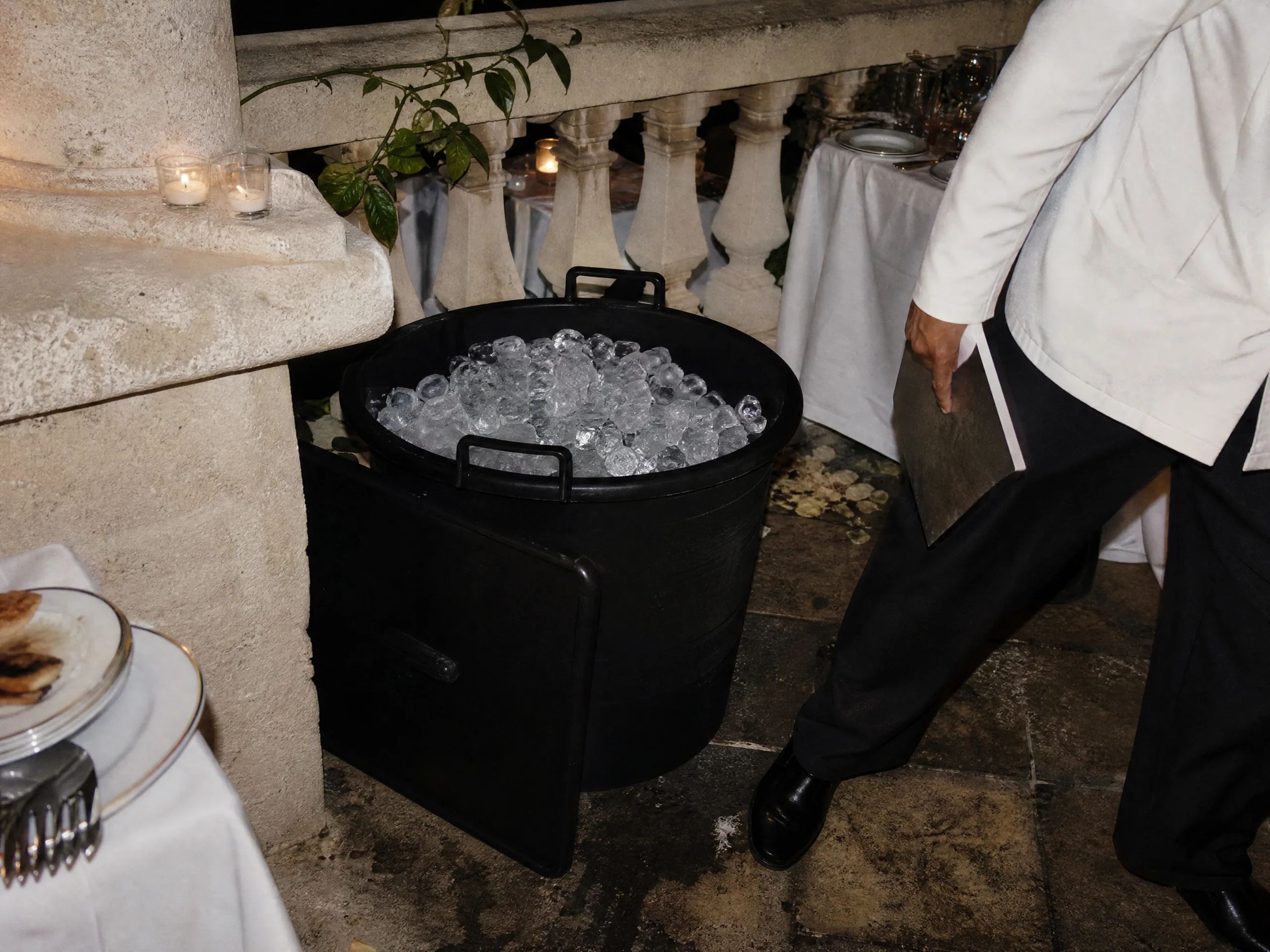 Wedding reception detail: Where Guests Actually Buy Bagged Ice